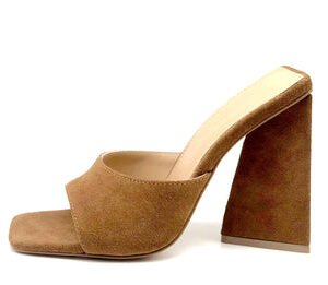 Suede Block Heel Slide